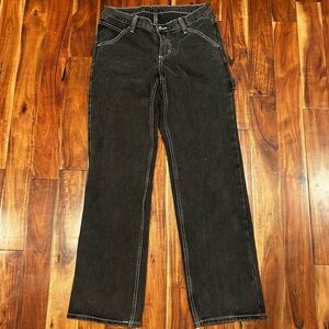 J. Galt PacSun Black Jeans White Stitching Carpenter Baggy - Medium